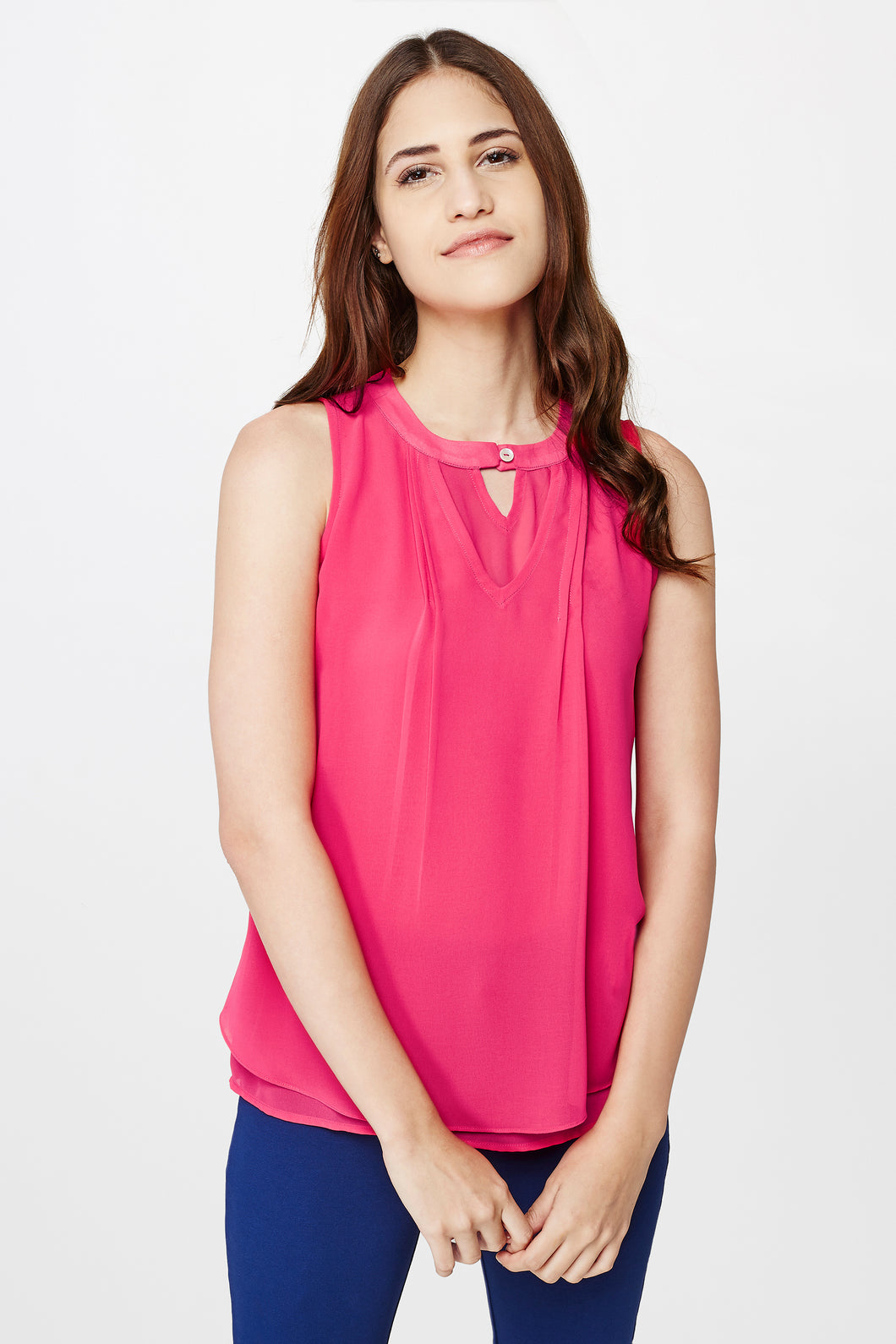 Fuschia Pleated Top