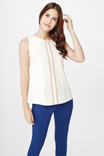 Natural Pleated Top