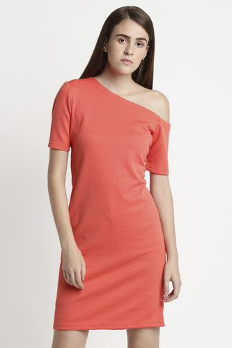 One Shoulder Coral Dress