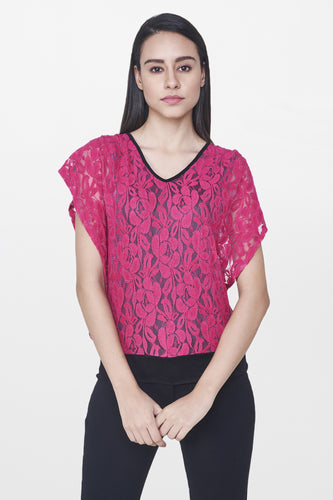 Pink Lace Kaftan Top