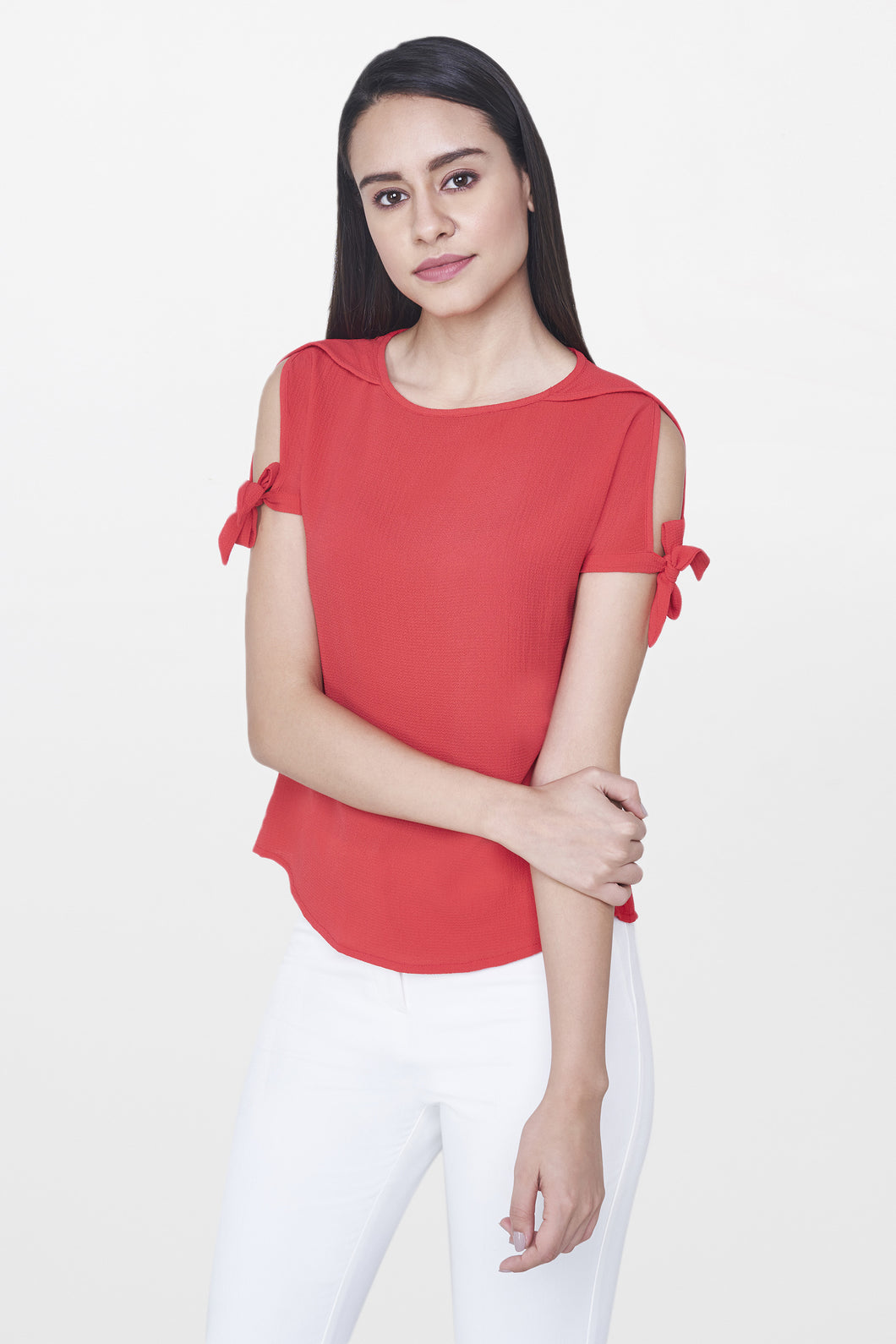Red Cold shoulder Top