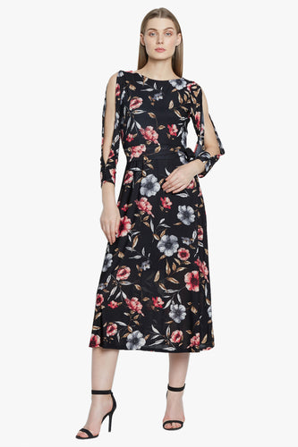 Black Floral Print Dress