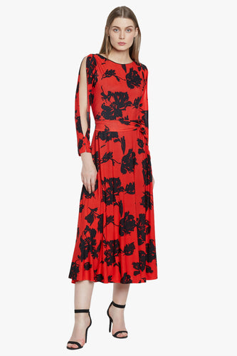 Floral Print Slit Sleeved Dress