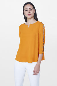 Mustard Ladder Sleeve Top