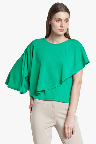 Solid Green Layered Cape Top