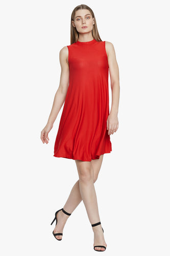 Red Solid Flared Dress