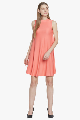 Peach Solid Flared Dress