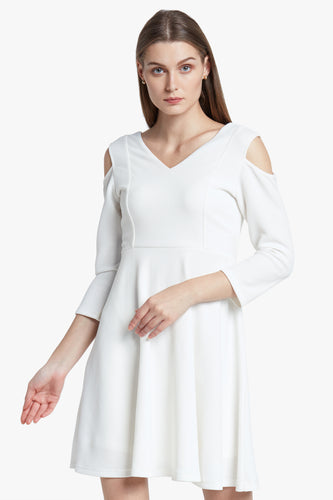 White Cold Shouldered Party Dress