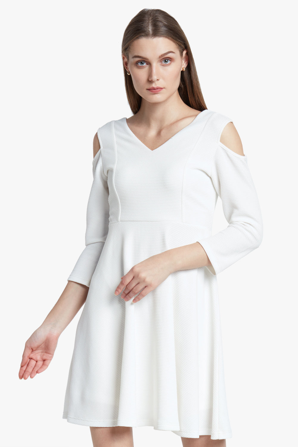 White Cold Shouldered Party Dress