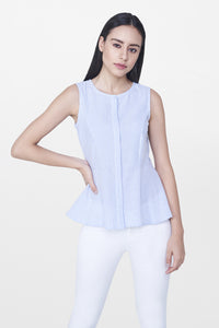 Blue Striped Peplum Top