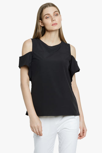 Black Cold Shoulder Sleeve