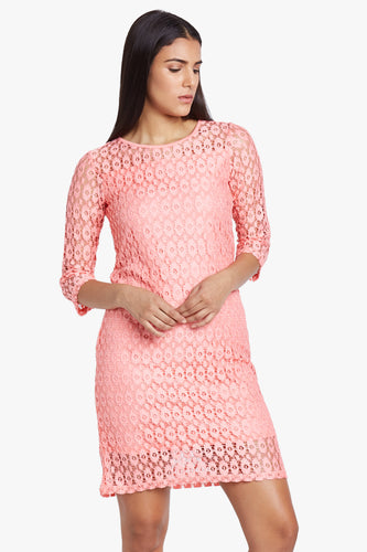 Coral Lace A-line Dress