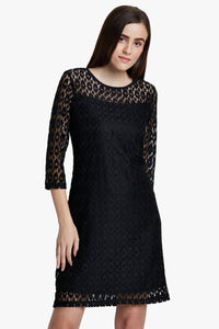 Black Lace A-line Dress