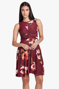 Red Floral Print Wrap Dress