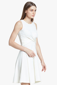 White Solid Flared Dress