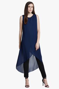 Blue Solid Layered Tunic