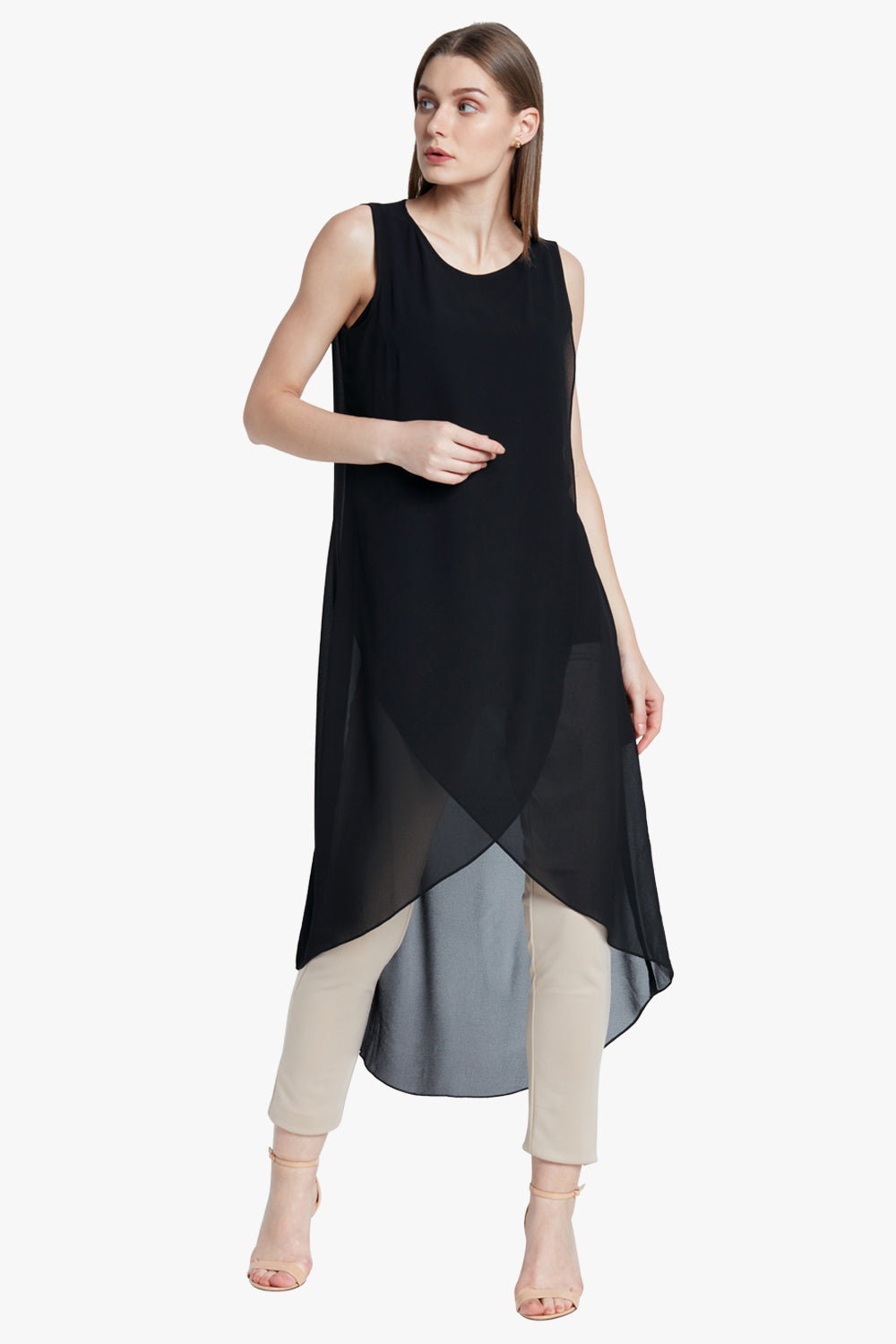 Black Solid Layered Tunic