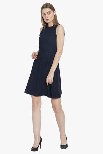 Navy Fit And Flare Dress