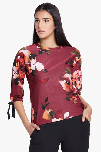 Red Floral Print Top