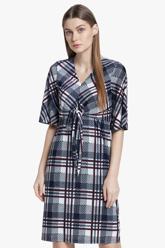 Checked Tie-Up Dress