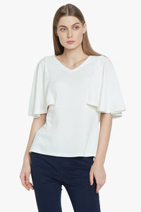 White Batwing Sleeved Top