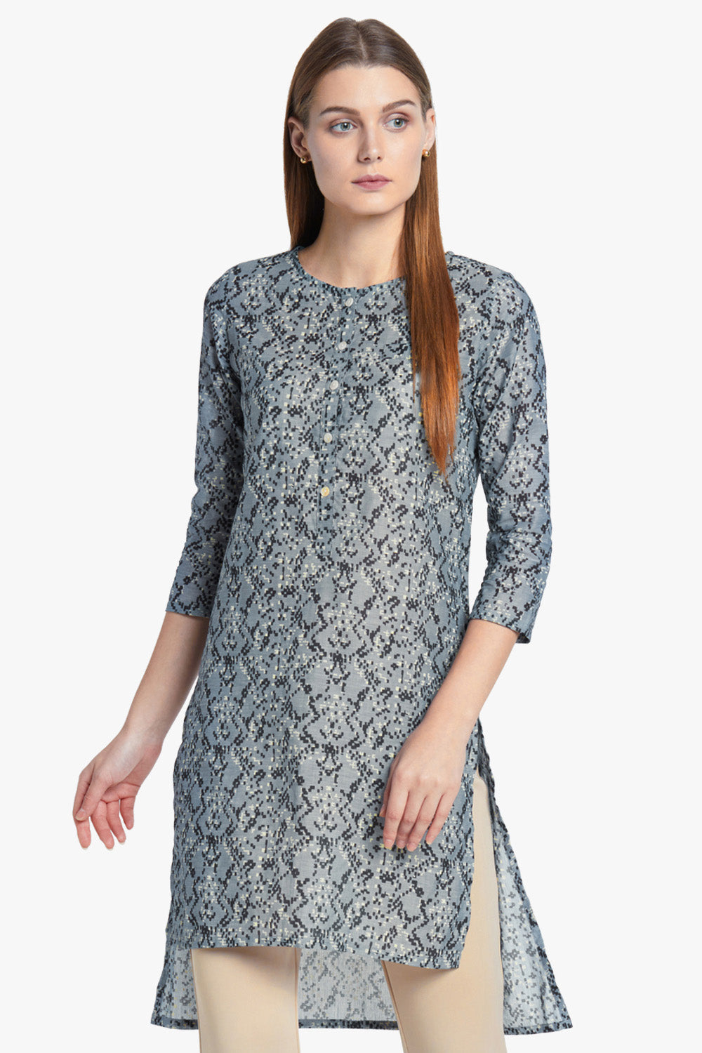 Abstract Printed High-Low Tunic