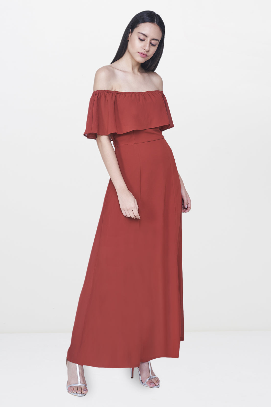 Rust Off Shoulder Maxi