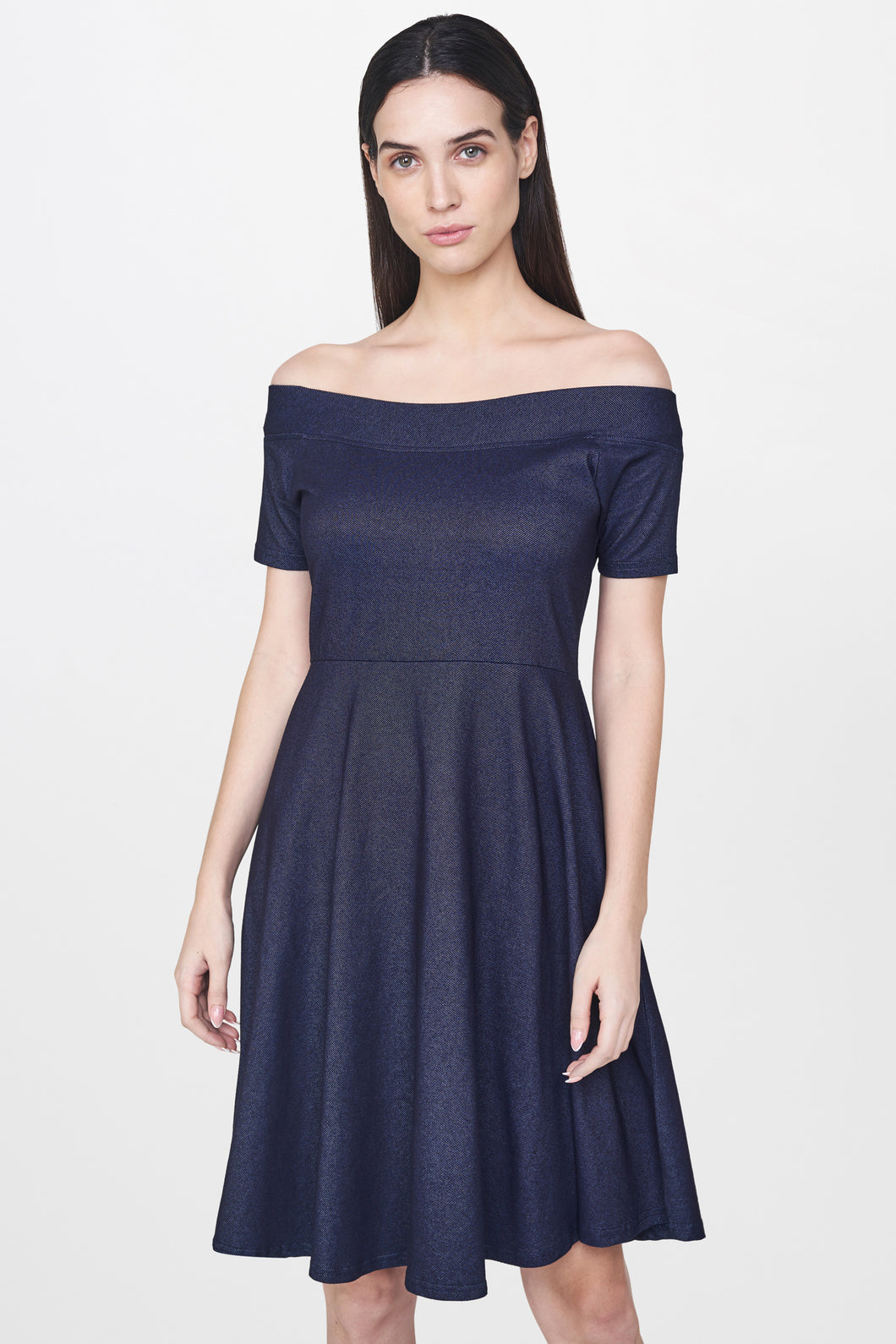 Navy Off Shoulder Dress