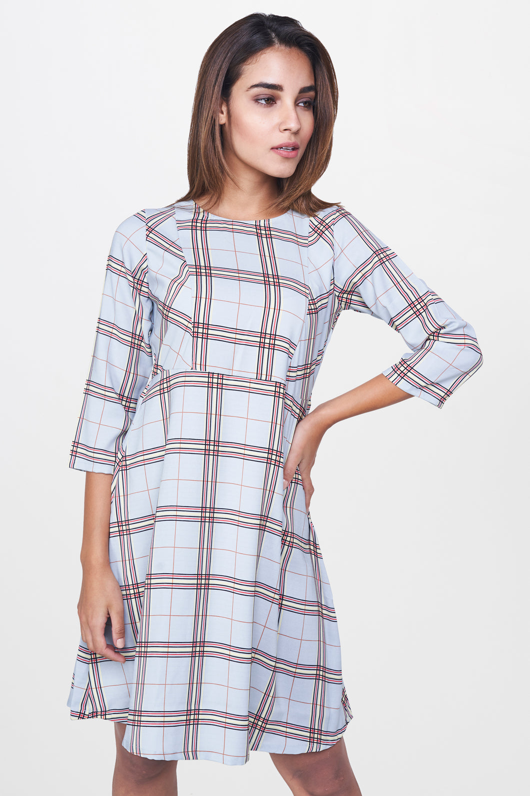 White Checks Dress