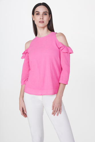 Pink Cold Shoulder Top