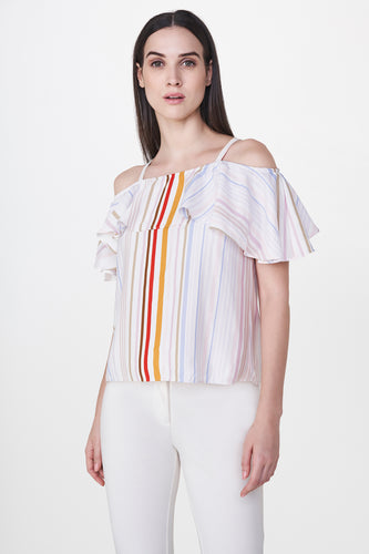 Off White Cold Shoulder Top