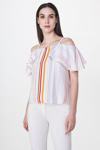 Off White Cold Shoulder Top