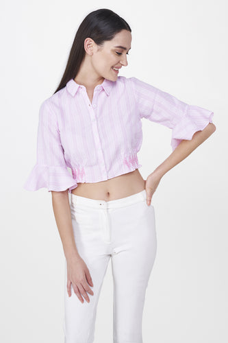 Pink Shirt Crop Top