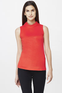 Bright Red Roll Neck Top