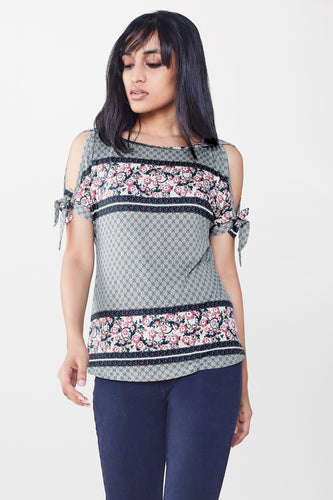 Geometric and Floral Top