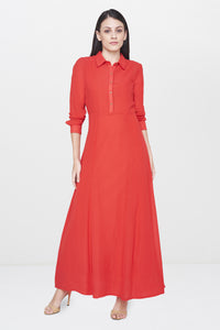 Coral Front Buttoned Maxi
