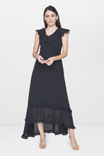 Load image into Gallery viewer, Black Ruffle Maxi Gown