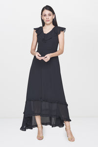 Black Ruffle Maxi Gown