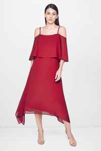 Cranberry Cold Shoulder Dress