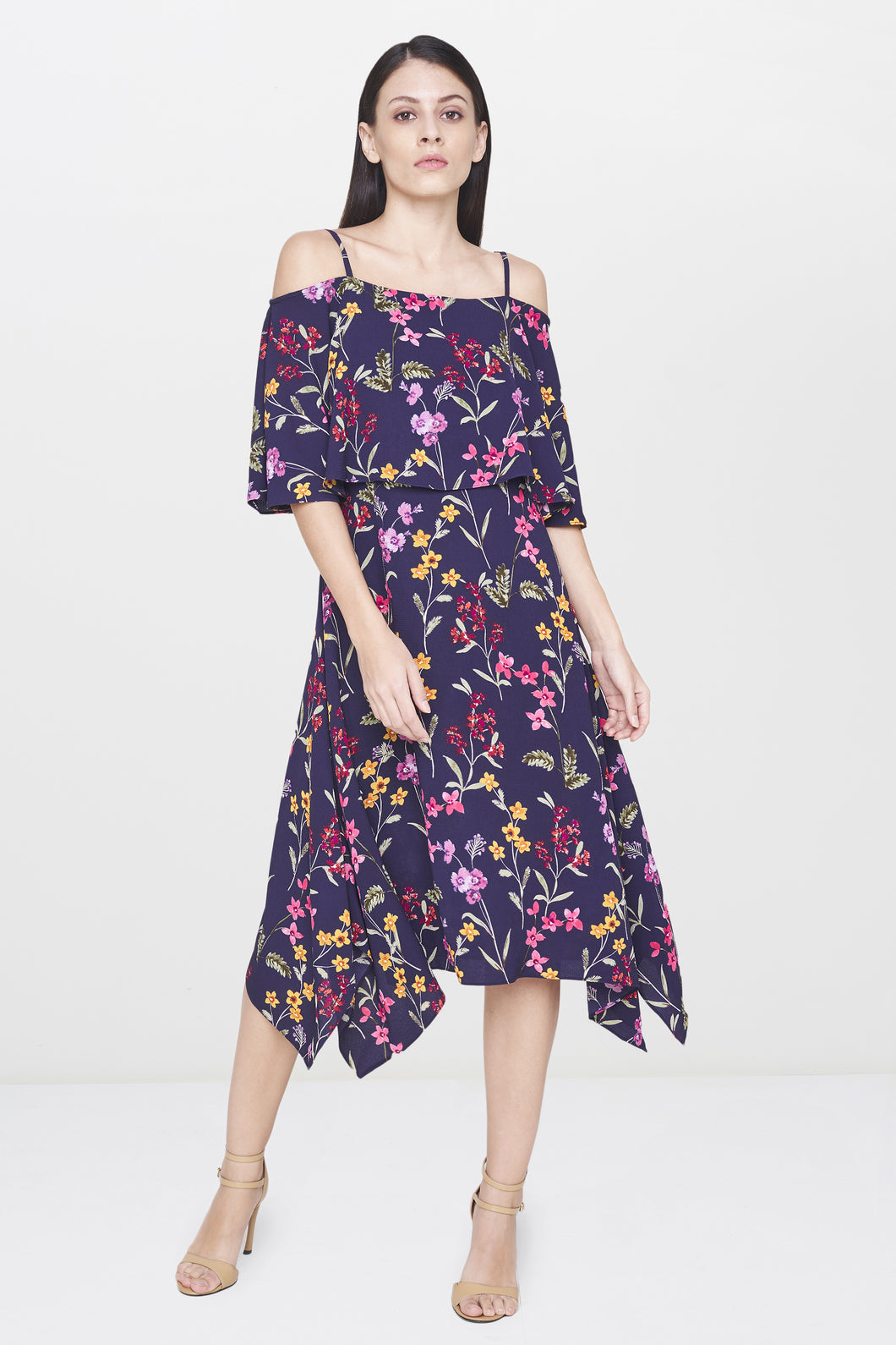 Navy Cold Shoulder Dress