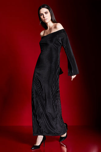 Black Velvet A-line Maxi Dress