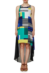 Graphic Linear Asymmetric Dress