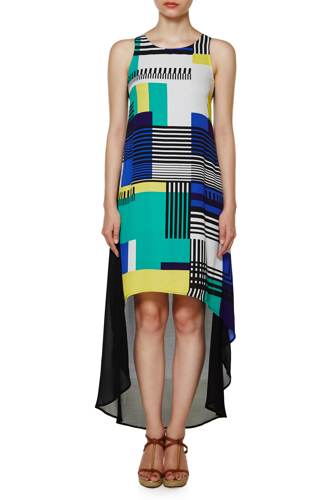 Graphic Linear Asymmetric Dress