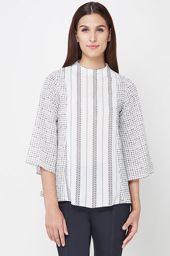 Monochrome Printed High-neck Top