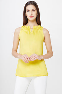 Gathered Neck Yellow Top