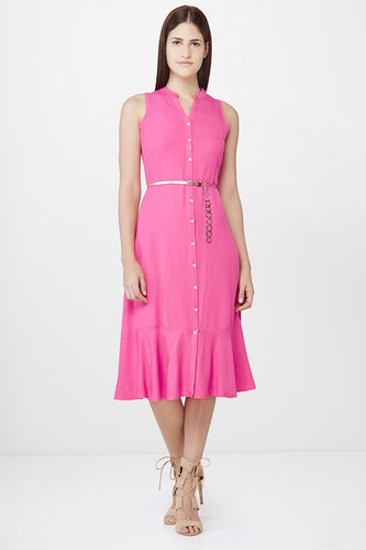 Pink Flounce Hem Dress