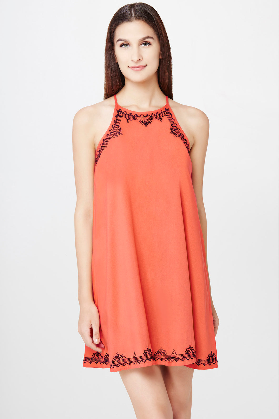 Coral A-line Dress