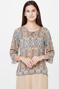 Printed Front Tie-up Top