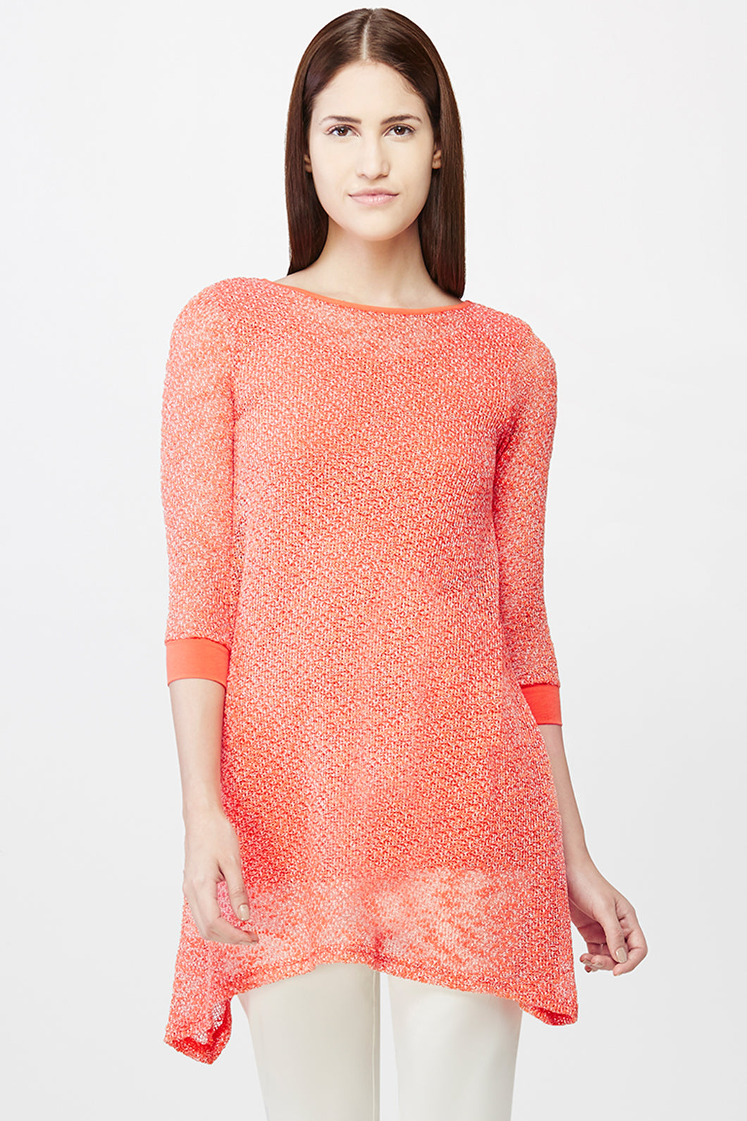 Coral Asymmetric Jersey Tunic