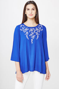 Cobalt Blue Embroidered Top